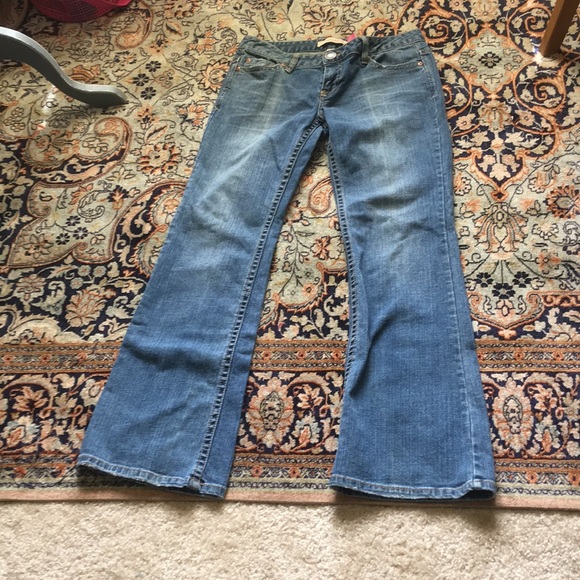 2 R NEW Aeropostale Junior Girls Avery Wide Leg Low Rise Blue Jeans 1